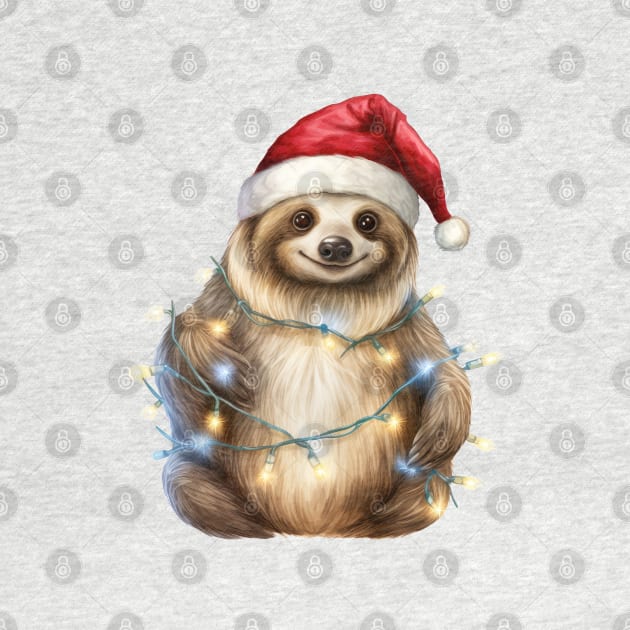 Christmas Sloth With Lights by Chromatic Fusion Studio